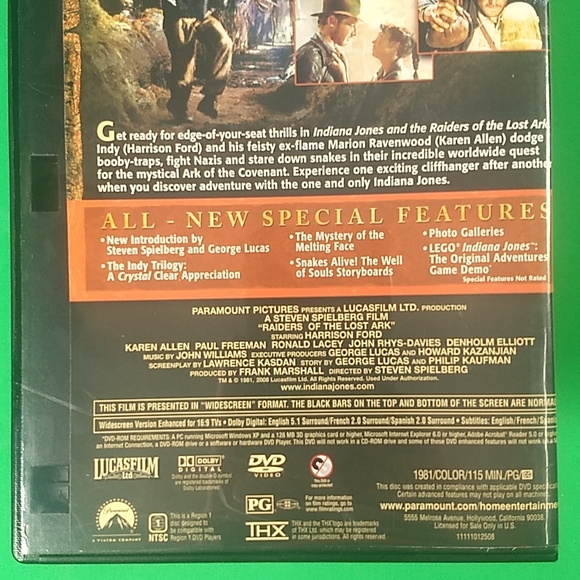 Raiders of The Lost Ark DVD, Pre Owned Near Mint Condition - Picture 3 of 10